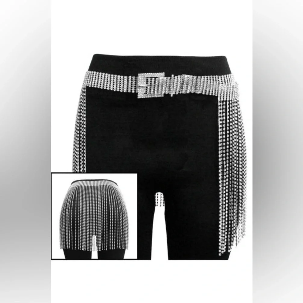 Glam Rhinestone Bling Diamond Fringe Belt